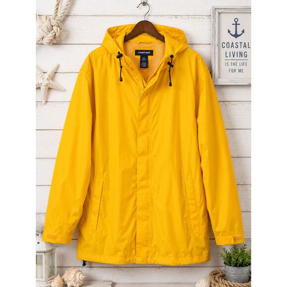 Lands' End Other - Lands' End Men's XL Yellow Rain Jacket Hooded Waterproof Windbreaker Utility